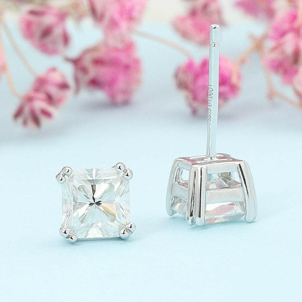 Cushion Cut Diamond Stud Earrings-Evani Naomi Jewelry