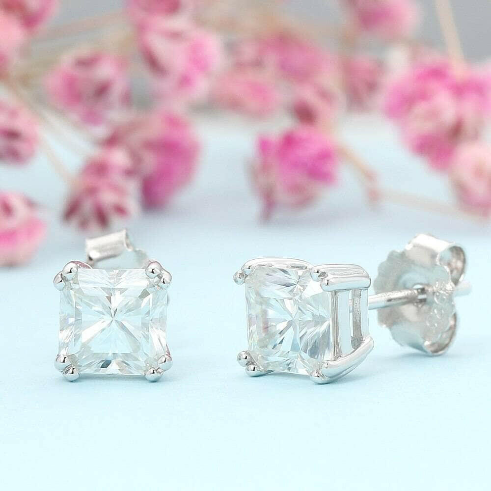 Cushion Cut Diamond Stud Earrings-Evani Naomi Jewelry