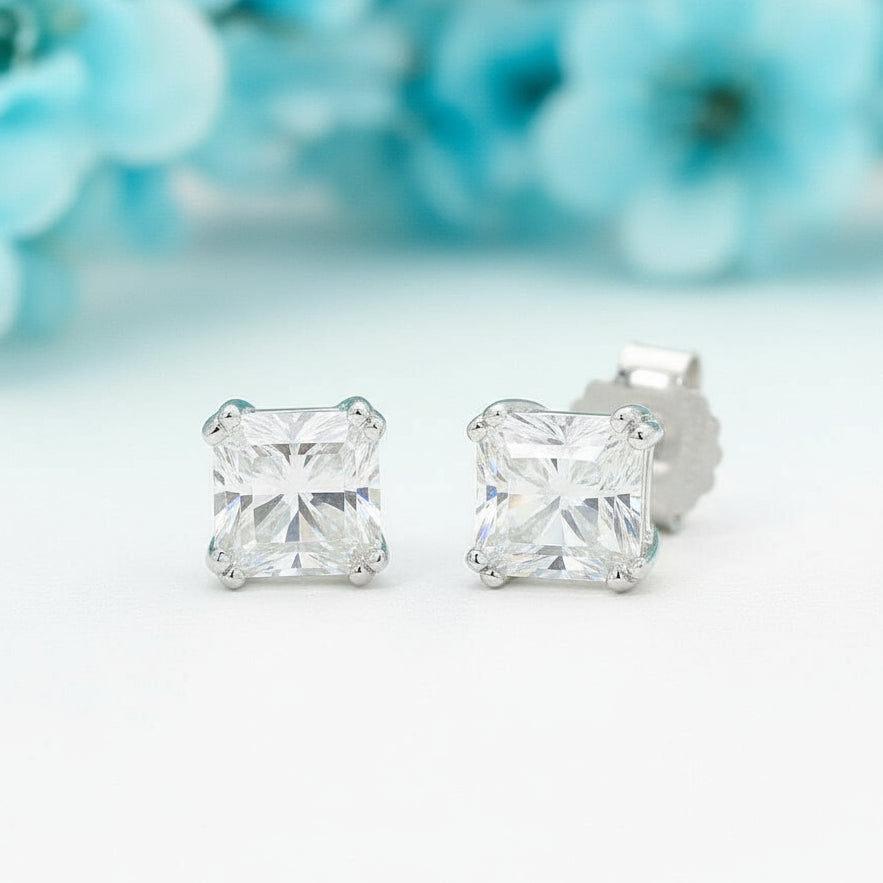Cushion Cut Diamond Stud Earrings-Evani Naomi Jewelry