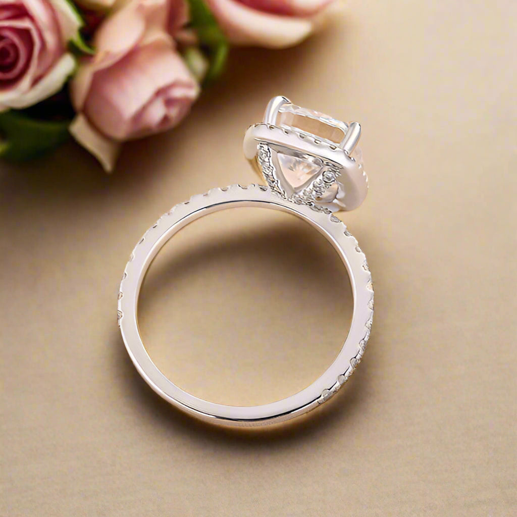 Cushion Cut Diamond with Halo Engagement Ring-Evani Naomi Jewelry