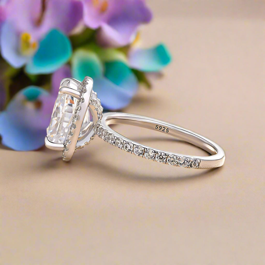 Cushion Cut Diamond with Halo Engagement Ring-Evani Naomi Jewelry