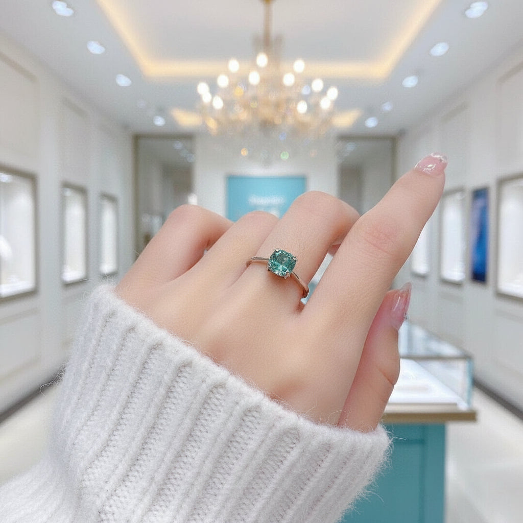 Cushion Cut Green Diamond Jewelry Set-Evani Jewelry
