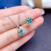Cushion Cut Green Diamond Jewelry Set-Evani Naomi Jewelry