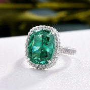 Cushion Cut Paraiba Tourmaline Diamond with Halo Engagement Ring-Evani Naomi Jewelry