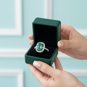 Cushion Cut Paraiba Tourmaline Diamond Option with Halo Engagement Ring - Evani Naomi Jewelry