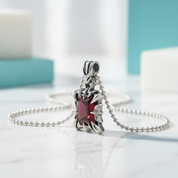 Cushion-cut Garnet Punk Necklace-Evani Jewelry