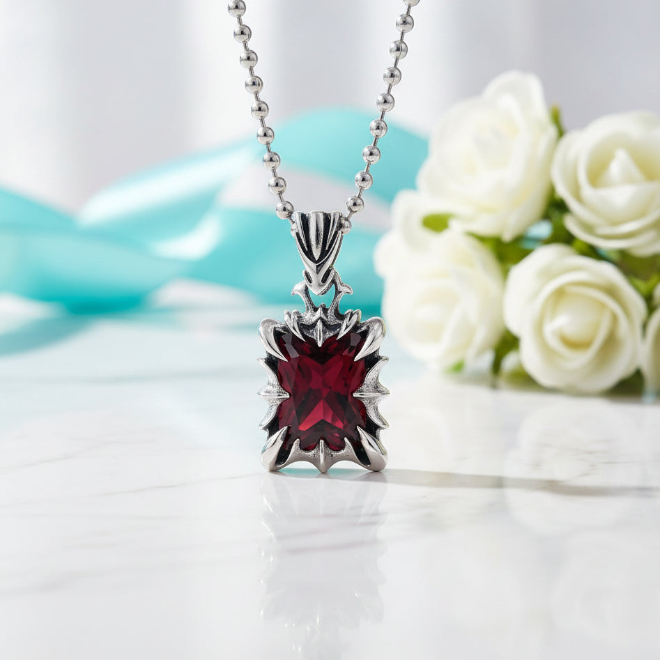 Cushion-cut Ruby Punk Necklace-Evani Jewelry