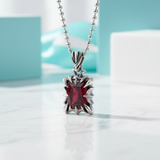 Cushion-cut Ruby Punk Necklace-Evani Jewelry