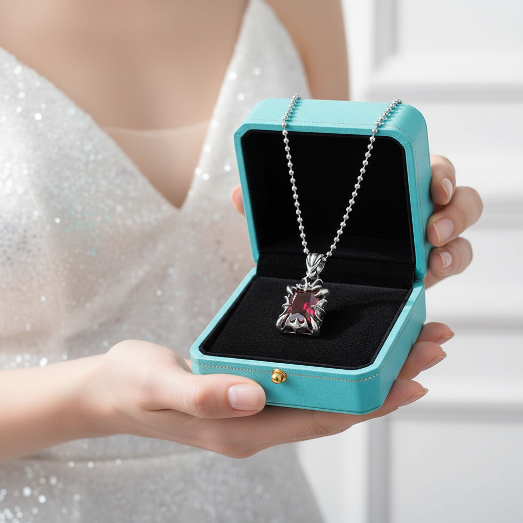 Cushion-cut Ruby Punk Necklace-Evani Jewelry