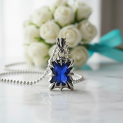 Cushion-cut Sapphire Birthstone Punk Necklace