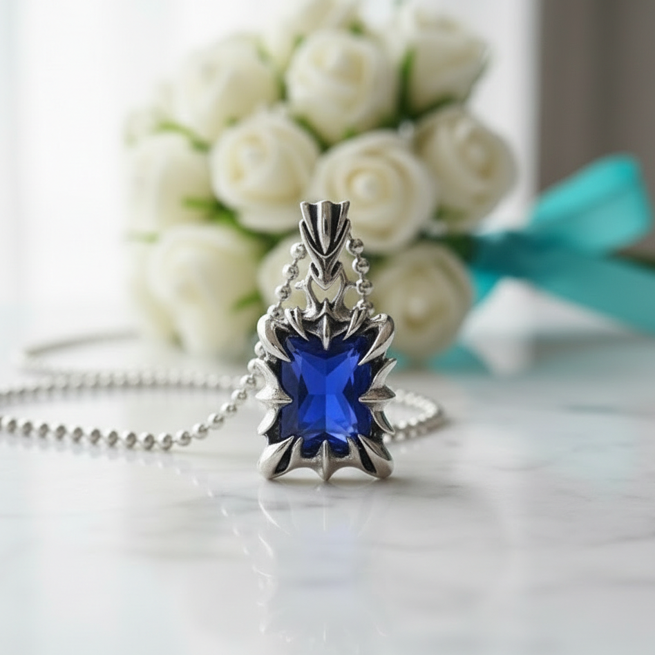 Cushion-cut Sapphire Birthstone Punk Necklace