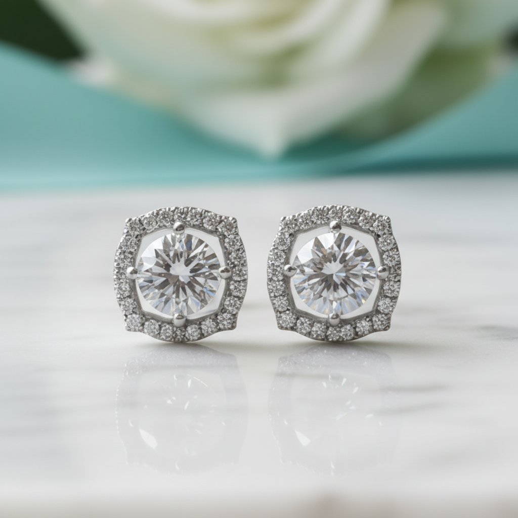 Cute 1.0 Cttw Round Cut Diamond Stud Earrings-Evani Jewelry