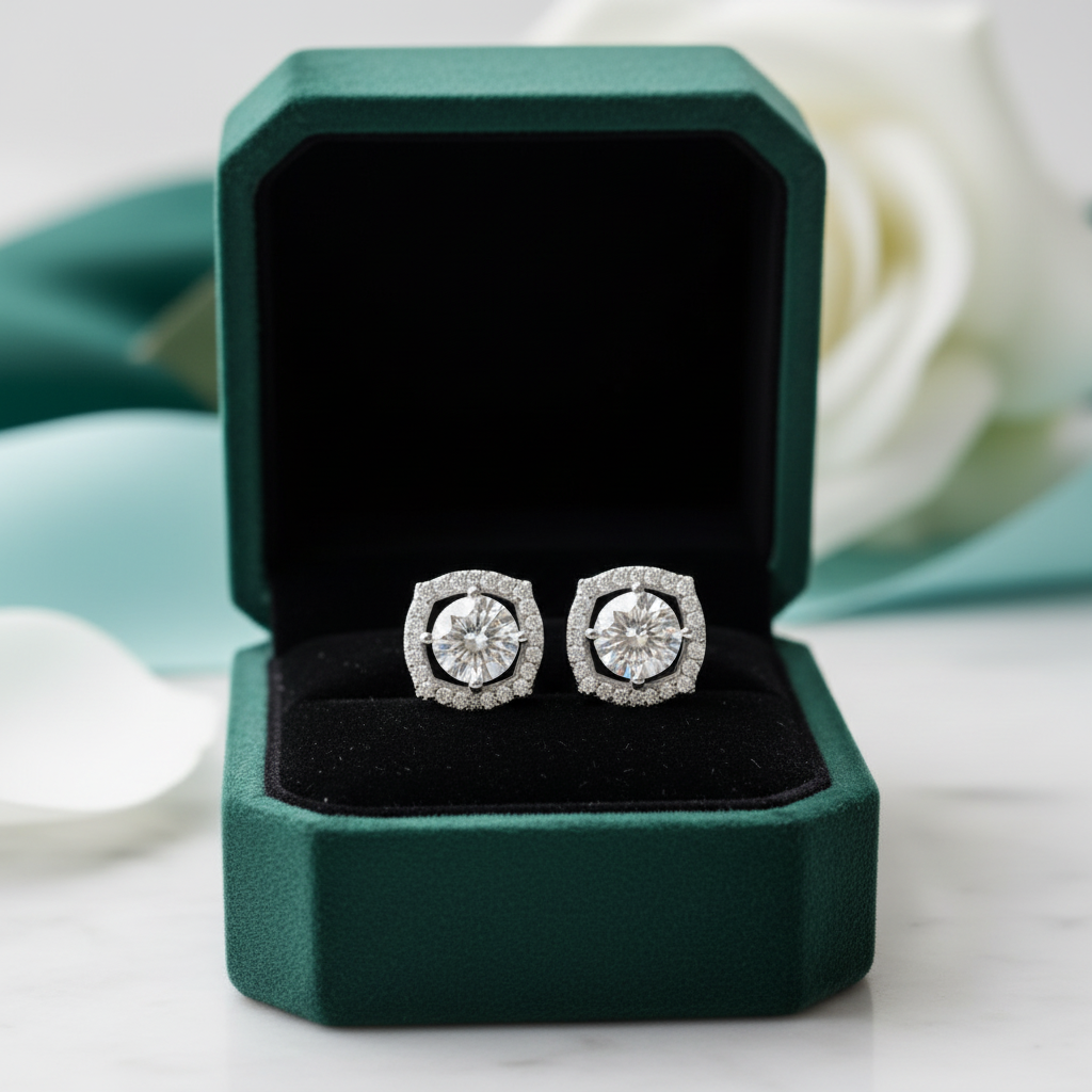 Cute 1.0 Cttw Round Cut Diamond Option Stud Earrings - Evani Naomi Jewelry