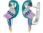Cute Diamond Parrot Hoop Earrings-Evani Naomi Jewelry