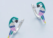 Cute Diamond Parrot Hoop Earrings-Evani Naomi Jewelry