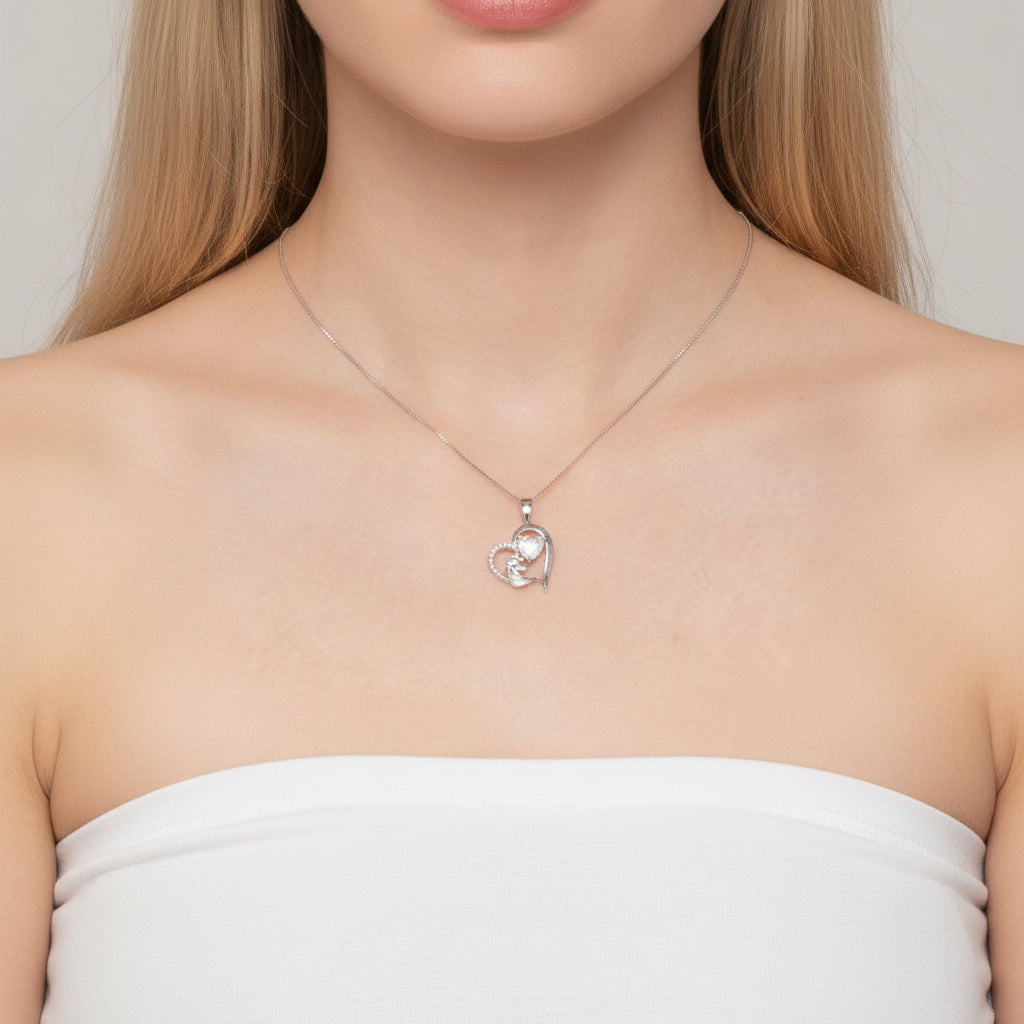Cute Heart with Unicorn Pendant Necklace-Evani Jewelry