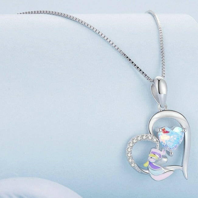 Cute Heart with Unicorn Pendant Necklace-Evani Naomi Jewelry