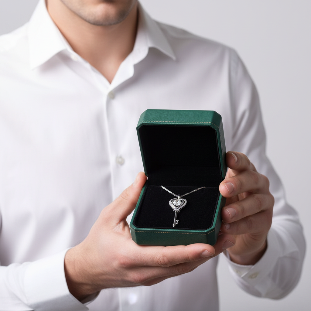 Dancing 1.0 ct Diamond Option Key Shaped Necklace