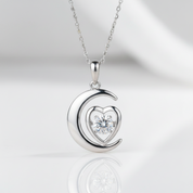 Dancing Diamond Option Heart & Moon Necklace - Evani Naomi Jewelry