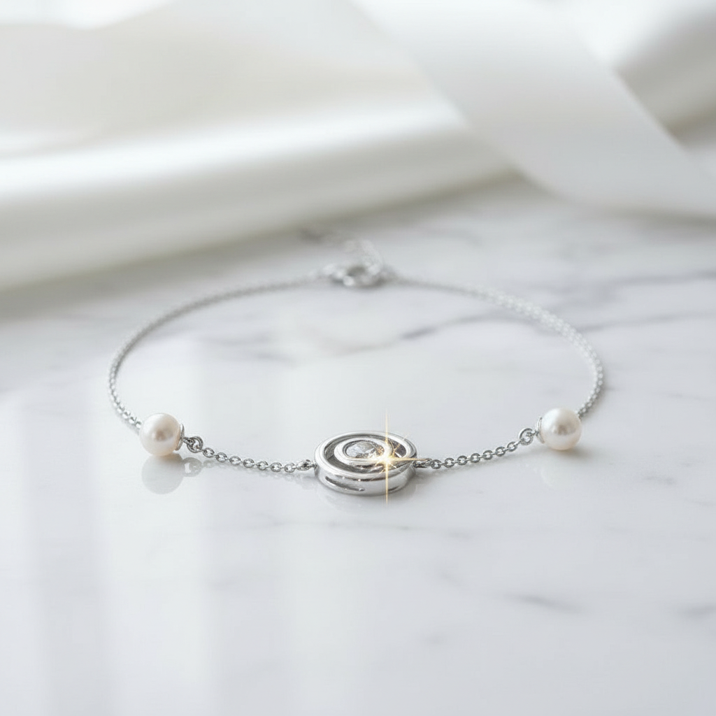 Dancing @ Symbol Diamond with Pearls Bracelet-Evani Jewelry