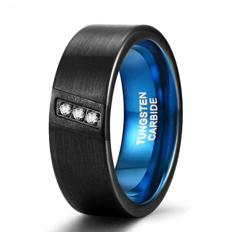 Diagonal Three Stone Tungsten Men's Wedding Band-Evani Naomi Jewelry