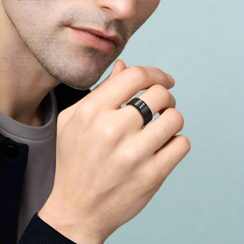 Diagonal Three Stone Tungsten Men's Wedding Band-Evani Jewelry