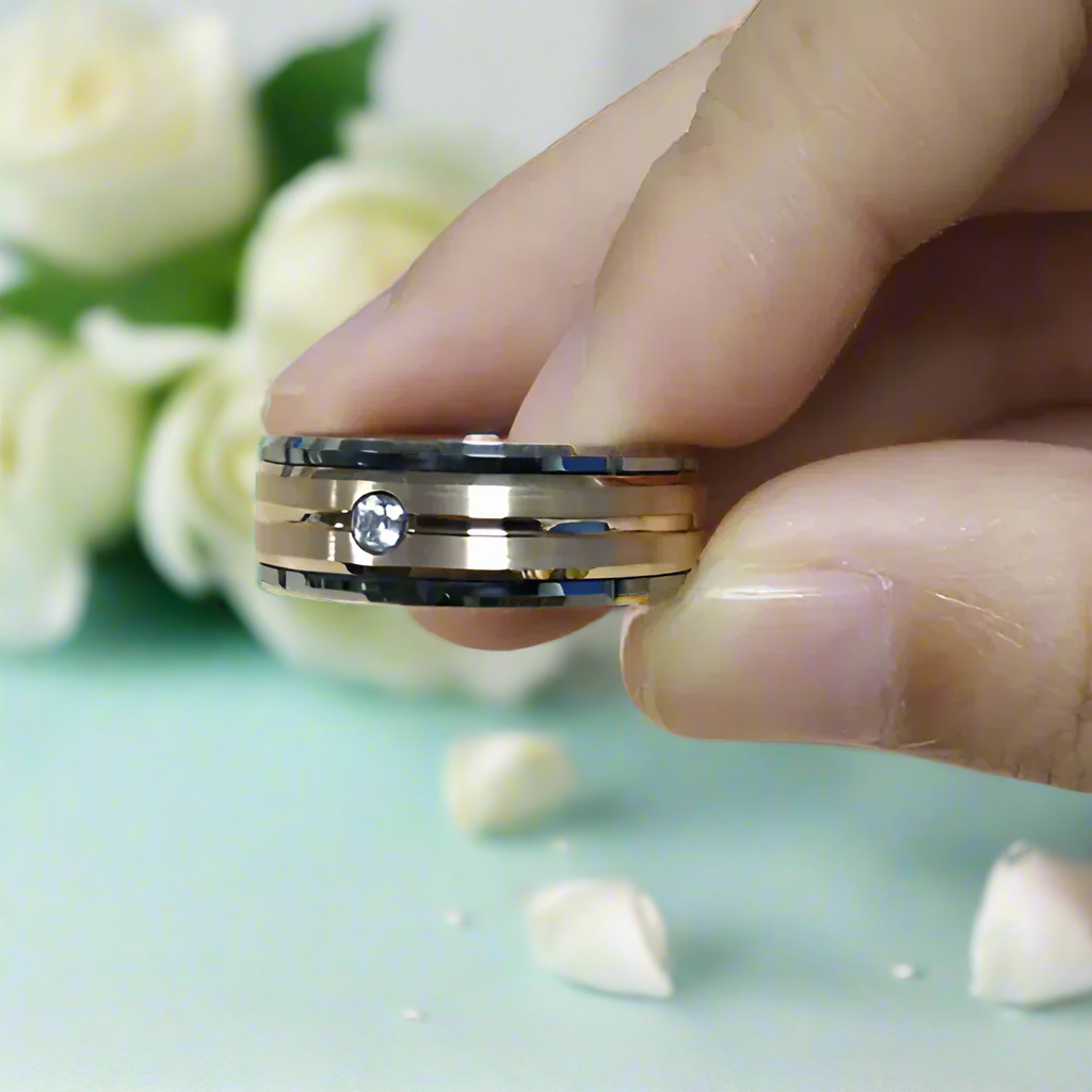 Diamond Alternative Tungsten Men's Wedding Band-Evani Naomi Jewelry