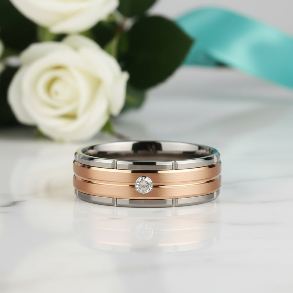 Diamond Alternative Tungsten Men's Wedding Band-Evani Jewelry