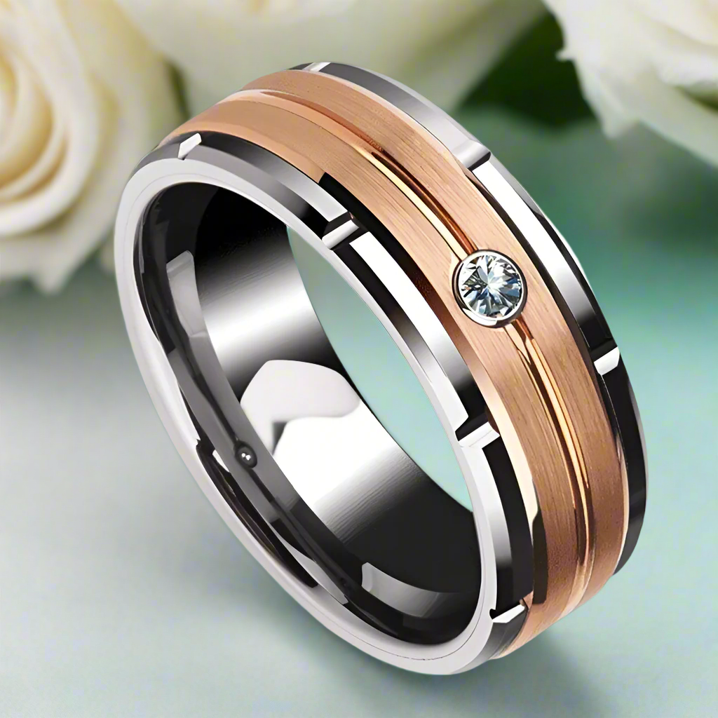 EVN Diamond Alternative Tungsten Men's Wedding Band-Evani Naomi Jewelry