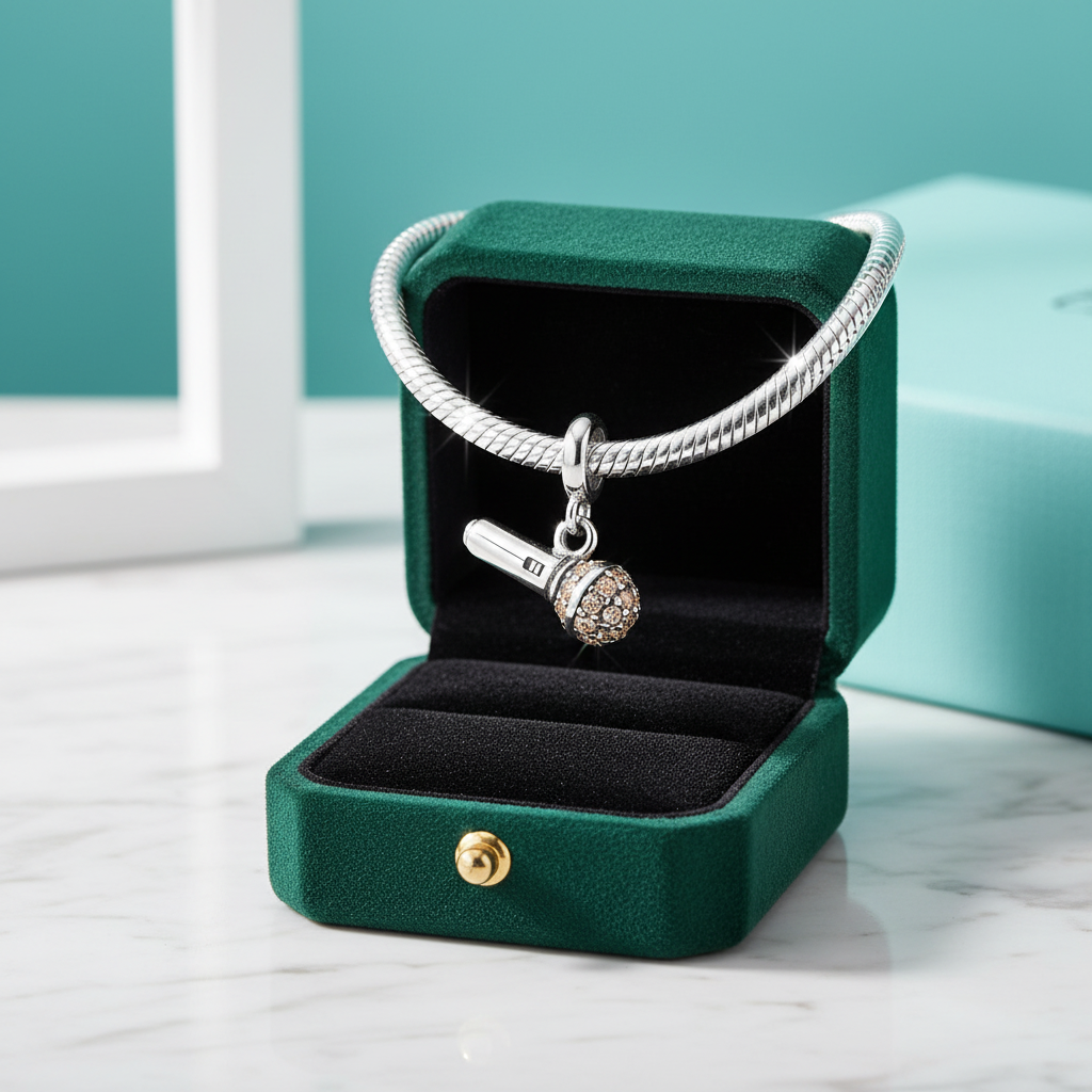 Diamond-Embedded Microphone Charm - Evani Naomi Jewelry