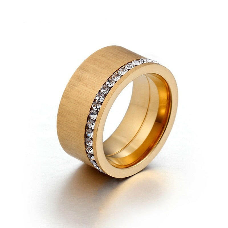 Diamond Gold Brushed Wedding Band-Evani Naomi Jewelry