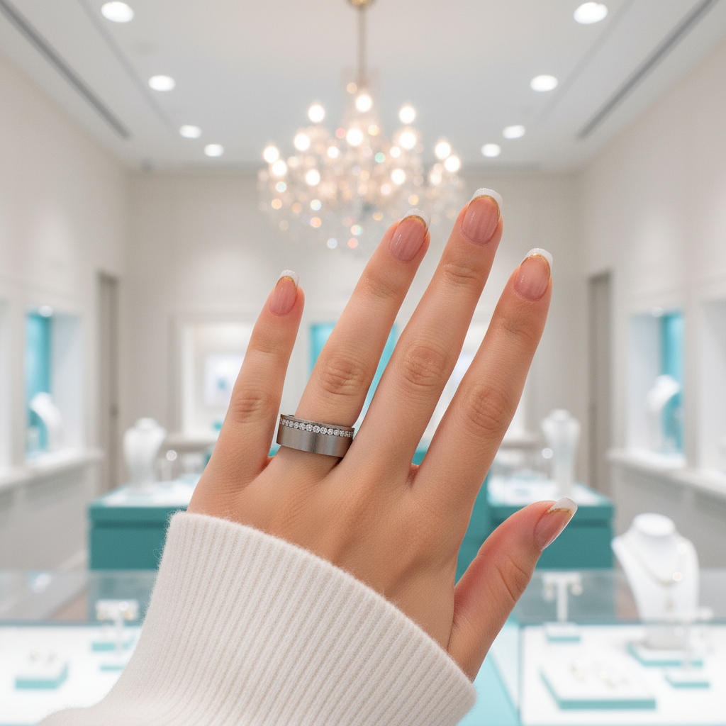 Diamond Gold Brushed Wedding Band-Evani Jewelry