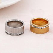 Diamond Gold Brushed Wedding Band-Evani Naomi Jewelry