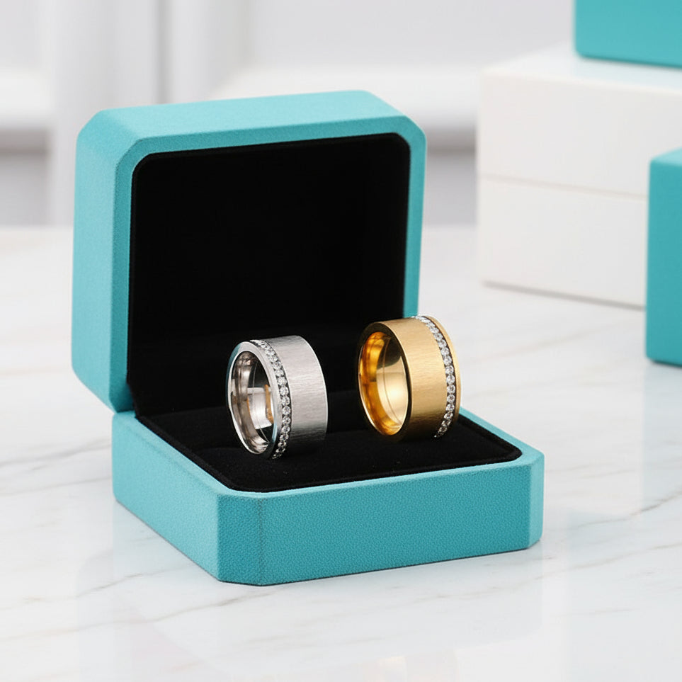 Diamond Gold Brushed Wedding Band-Evani Jewelry
