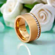 Diamond Gold Brushed Wedding Band-Evani Naomi Jewelry