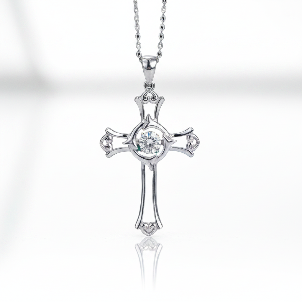 Diamond Option Heart & Cross Necklace