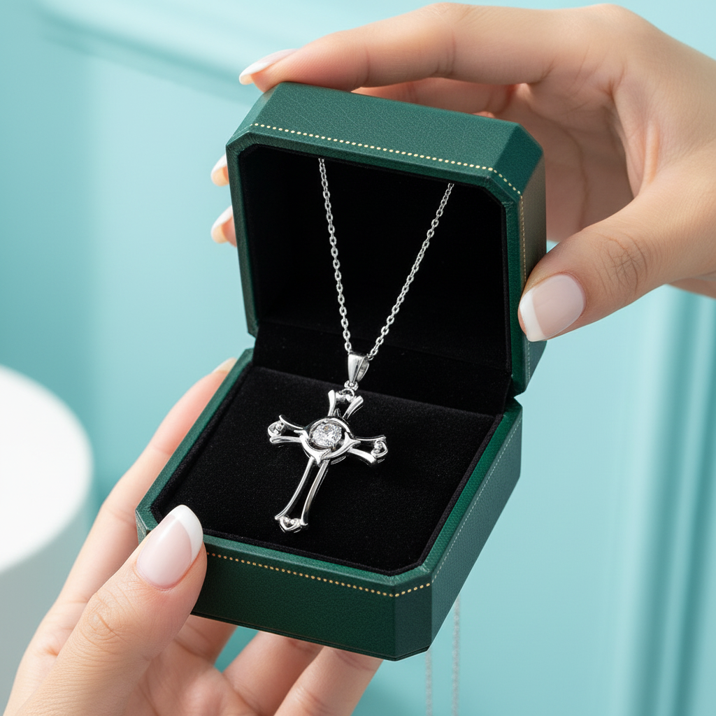 Diamond Option Heart & Cross Necklace