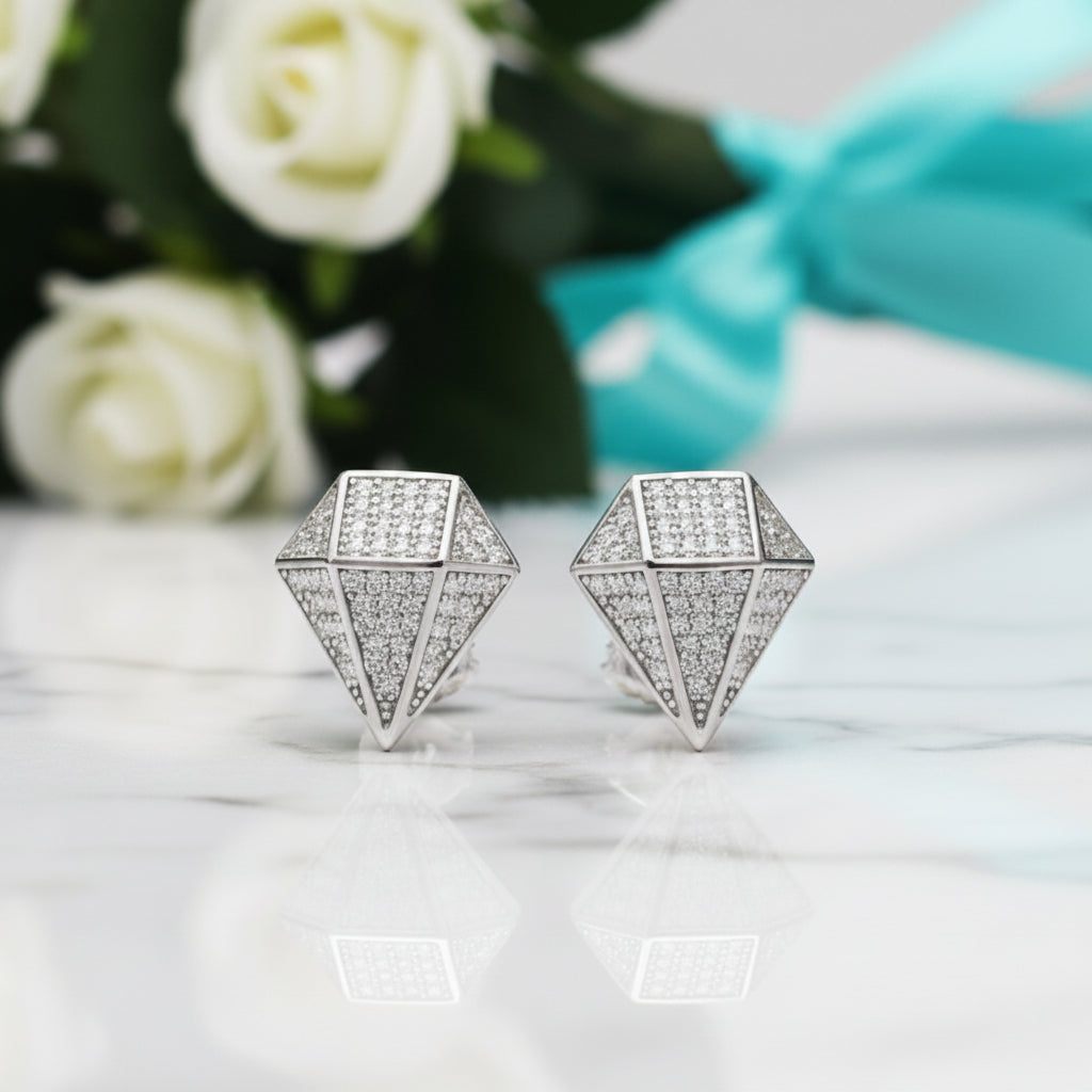 Diamond Hip-Hop Stud Earrings-Evani Jewelry