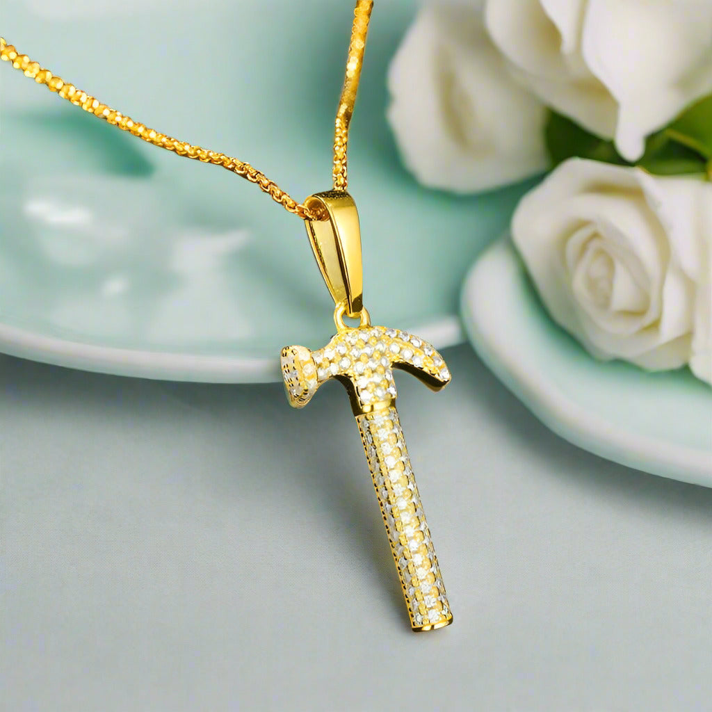 Diamond Necklace with Hammer Pendant-Evani Naomi Jewelry