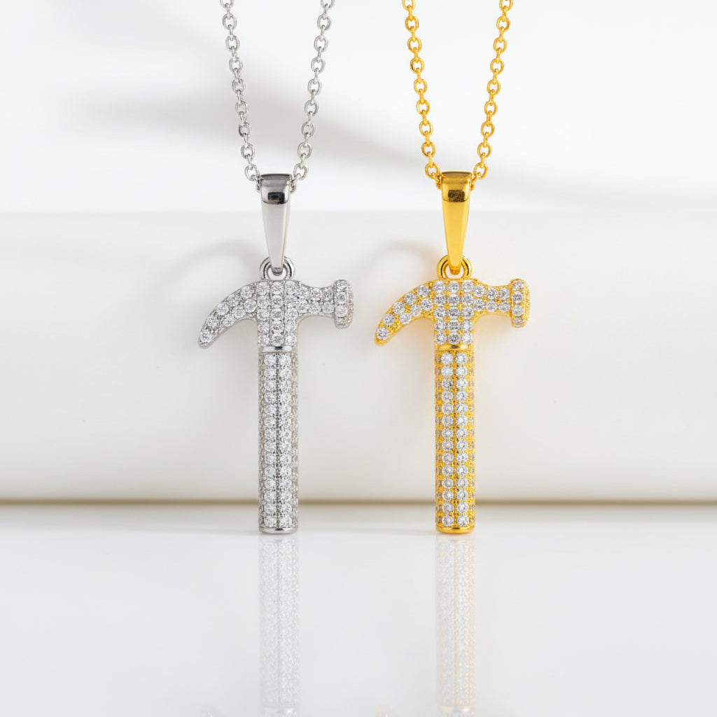 Diamond Necklace with Hammer Pendant-Evani Jewelry