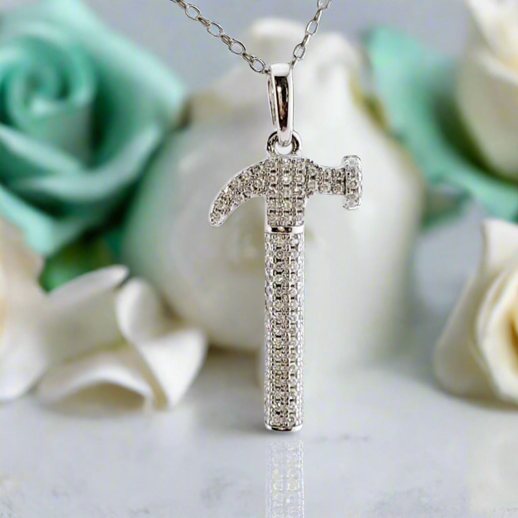 Diamond Necklace with Hammer Pendant-Evani Naomi Jewelry