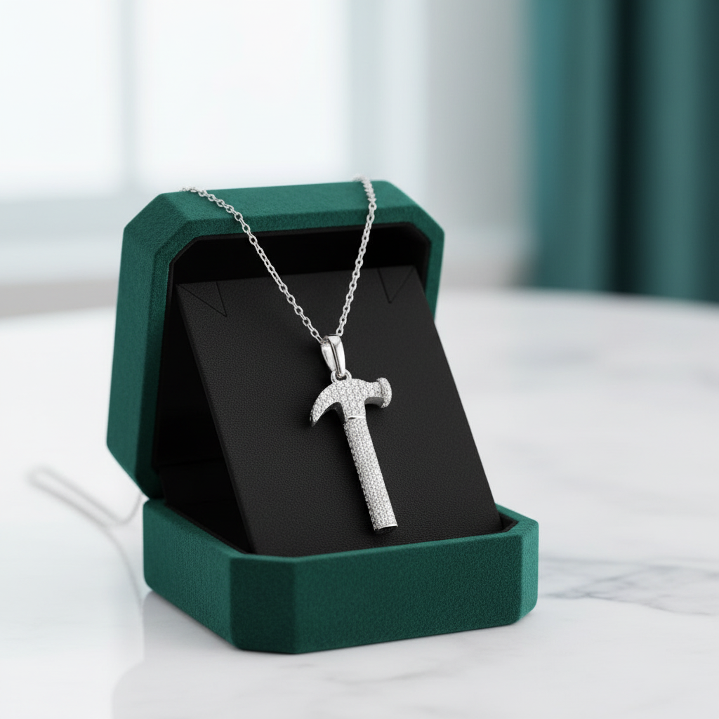 Diamond Option Necklace with Hammer Pendant