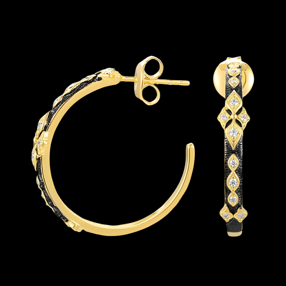 Diamonds Circle Hoop Earrings-Evani Jewelry