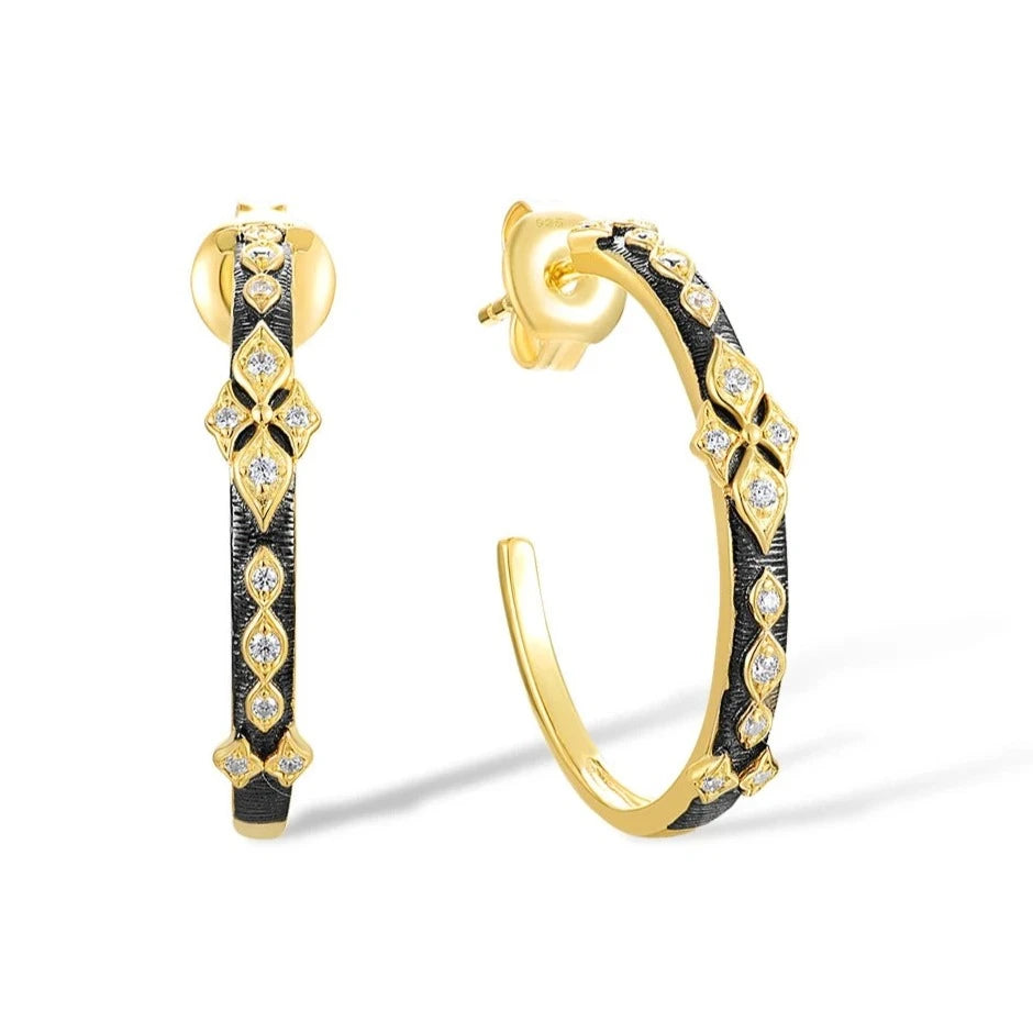 Diamonds Circle Hoop Earrings-Evani Jewelry