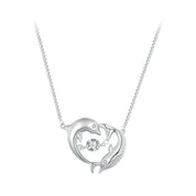 Dolphin Love with Diamond Chain Necklace-Evani Naomi Jewelry