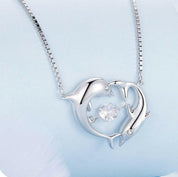 Dolphin Love with Diamond Chain Necklace-Evani Naomi Jewelry