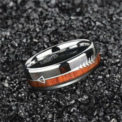Dome Tungsten Men's Wedding Band with Wood & Arrow-Evani Naomi Jewelry