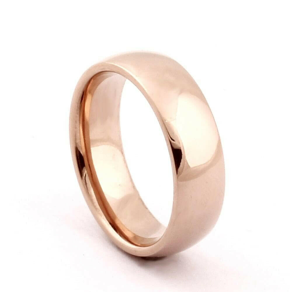 Dome Unisex Titanium Rose Gold Wedding Band-Evani Naomi Jewelry
