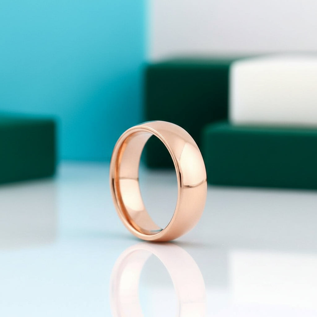 Dome Unisex Titanium Rose Gold Wedding Band-Evani Jewelry