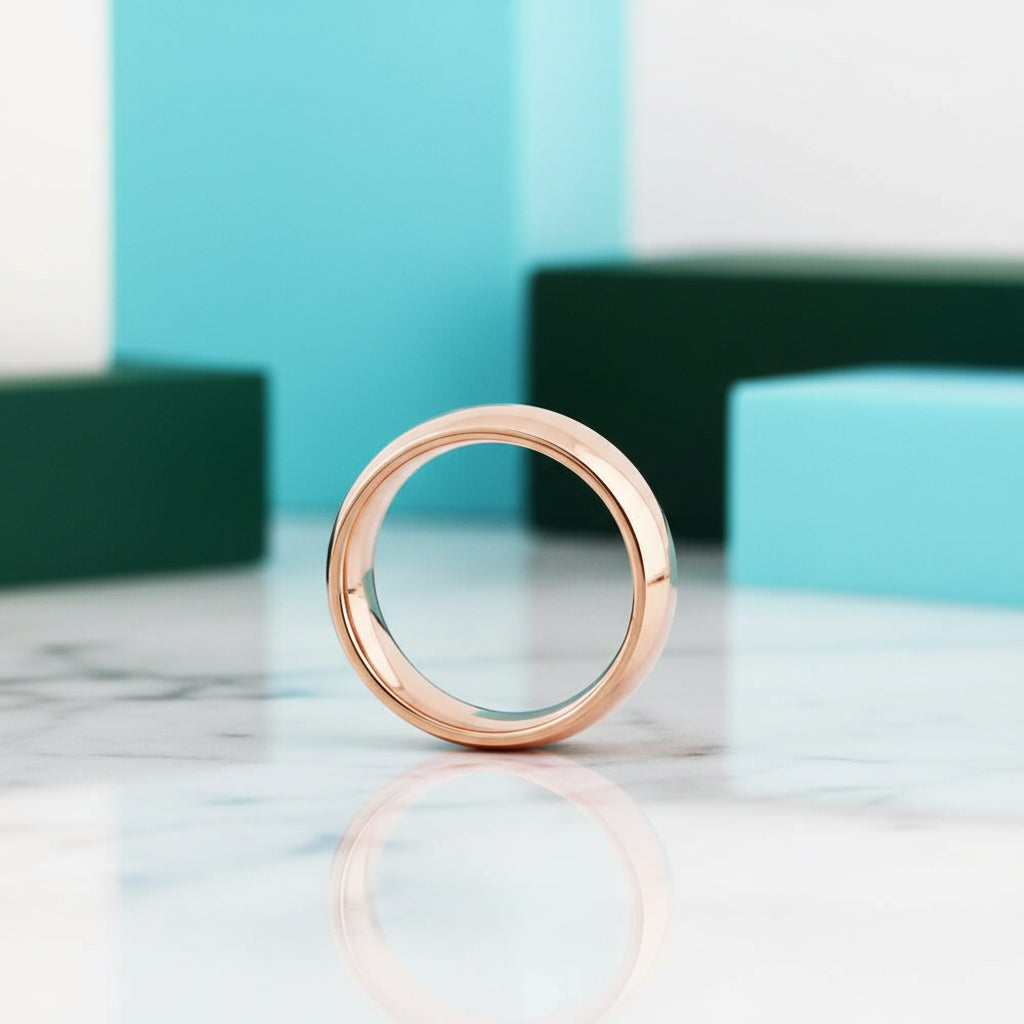 Dome Unisex Titanium Rose Gold Wedding Band-Evani Jewelry